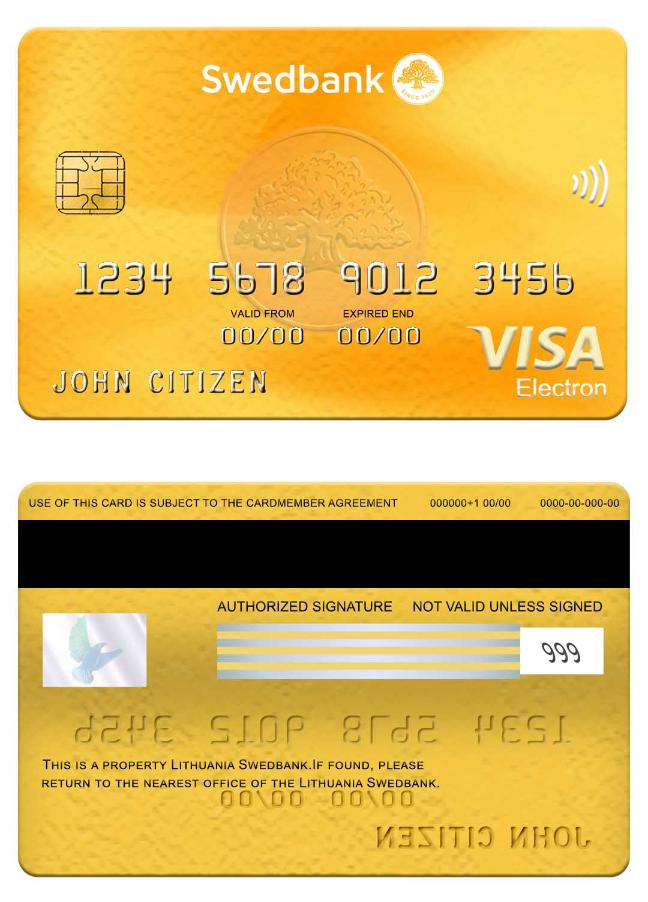 Lithuania Swedbank visa electron card